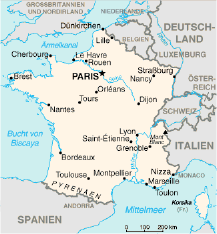 Landkarte Frankreich